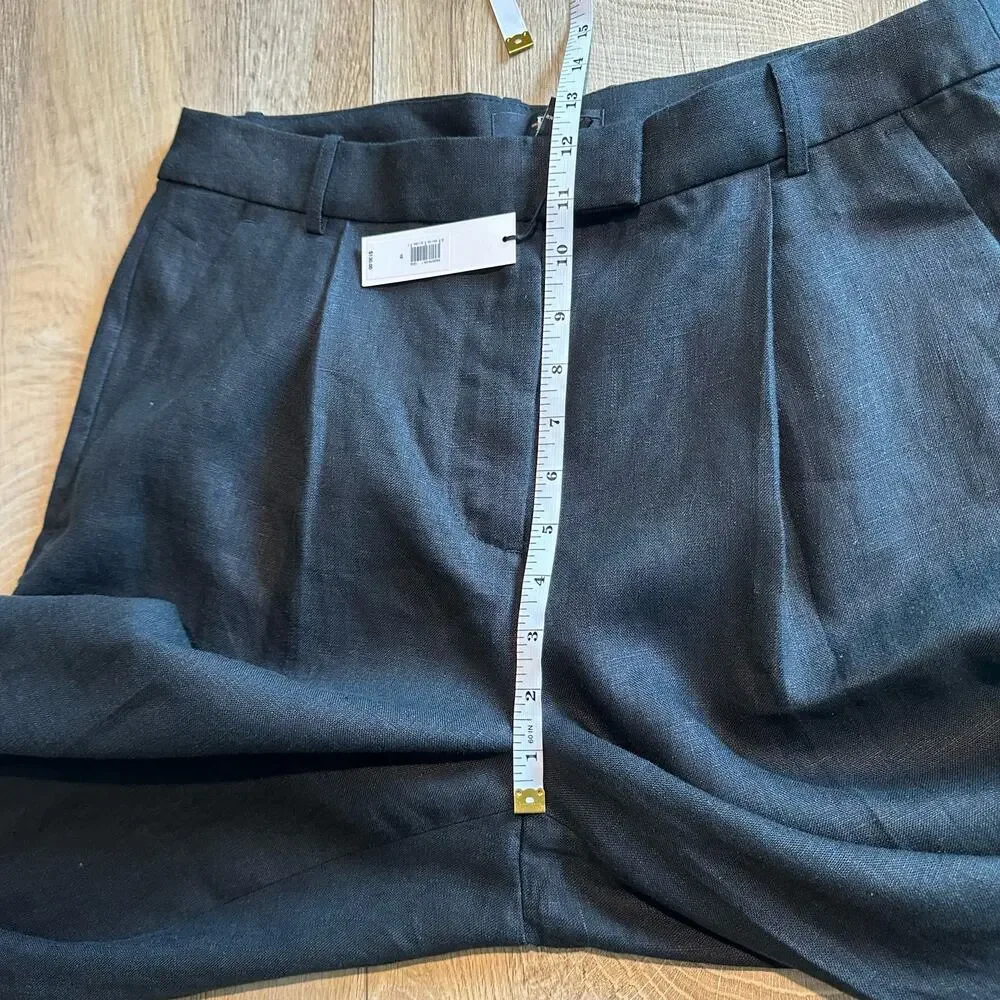 Banana Republic Women's Lina Straight Linen Pant Black 12 882876